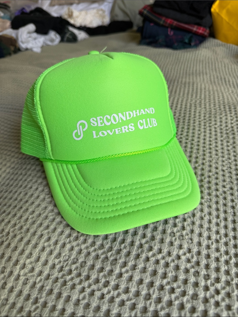 Neon Green Poshmark Secondhand Lovers Club Trucker Hat